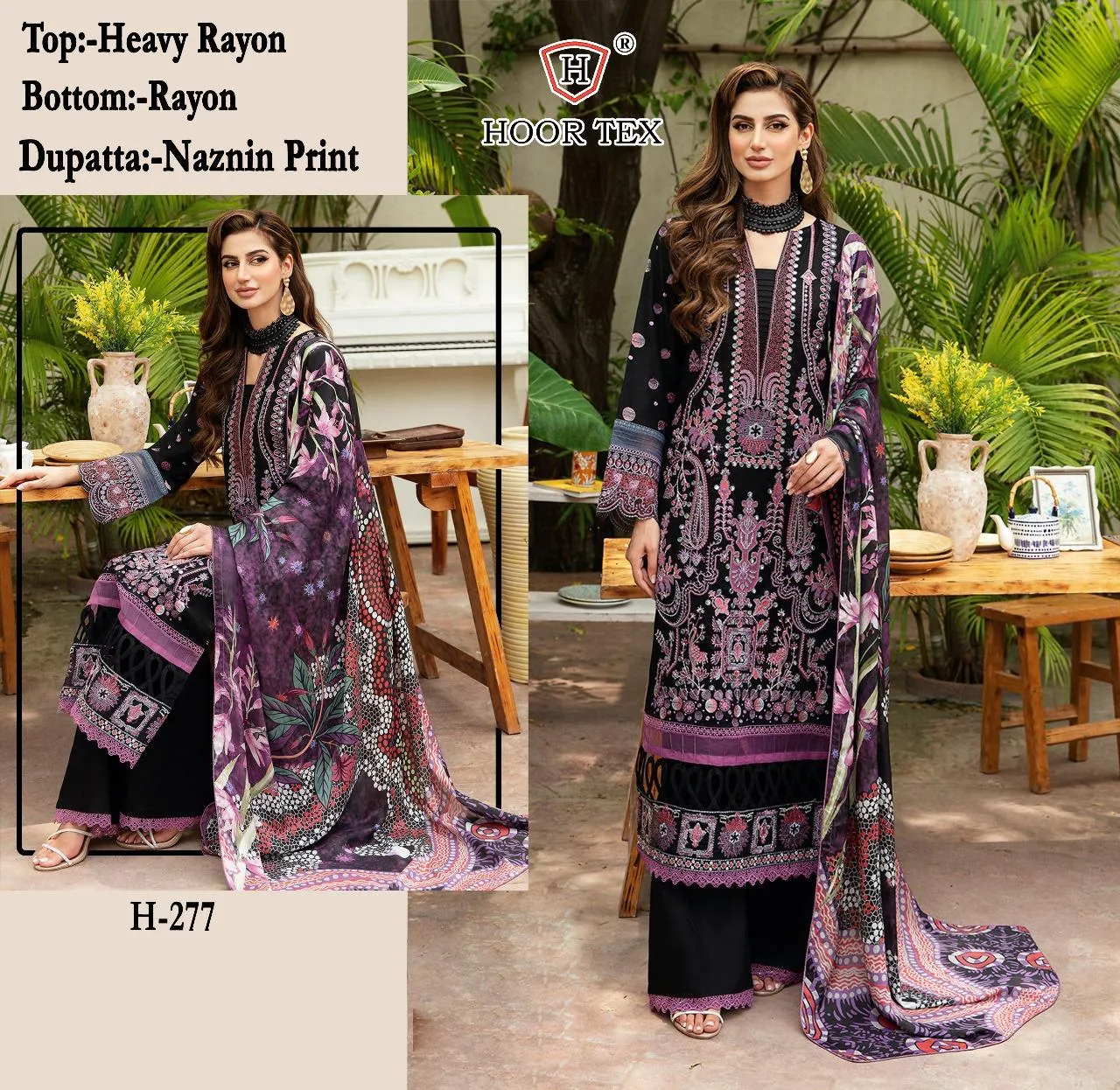 Hoor Tex H-277 Heavy Rayon Wholesale Pakistani Salwar Suit Collection