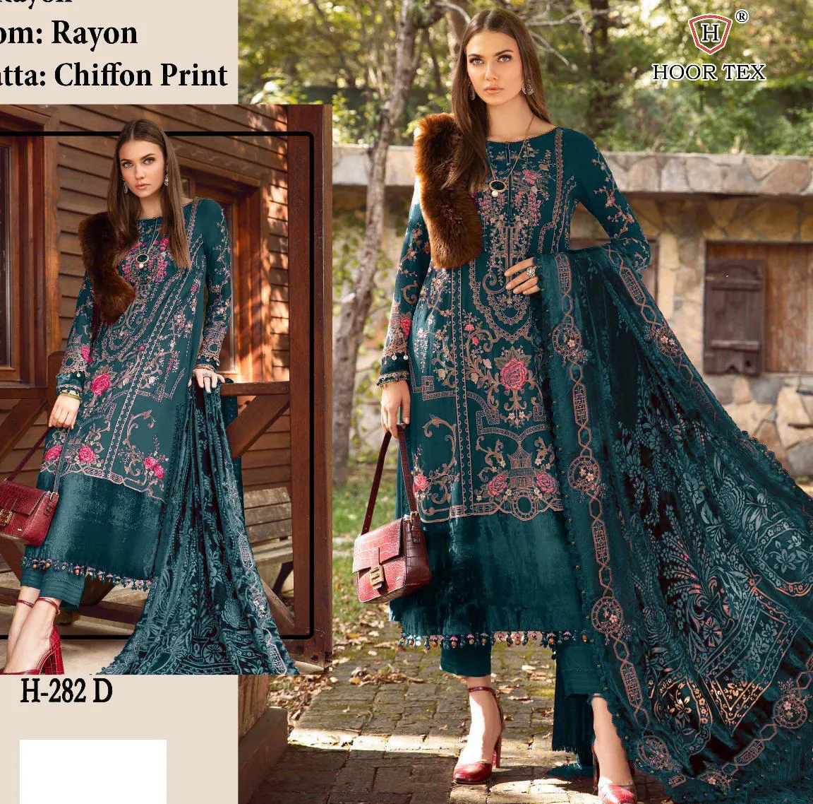 Hoor Tex H-282 A To D Faux Georgette Wholesale Pakistani Suit Collection