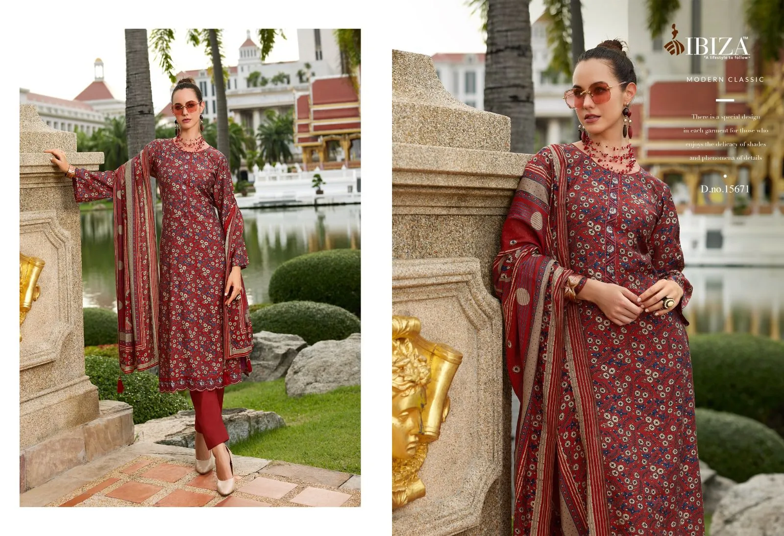 Ibiza Ajrakh Story Pure Viscose Muslin Wholesale Unstitched Suit Collection - Image 2