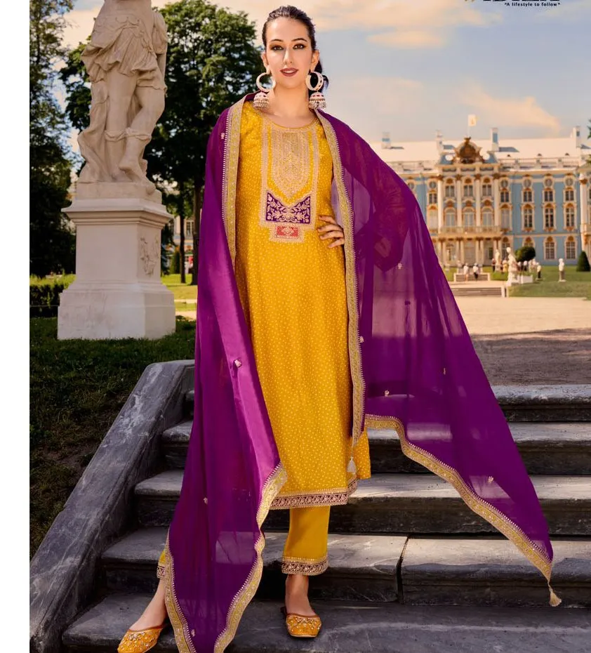 Ibiza Rang Bandhej Russian Wholesale Fancy Salwar Suit Collection