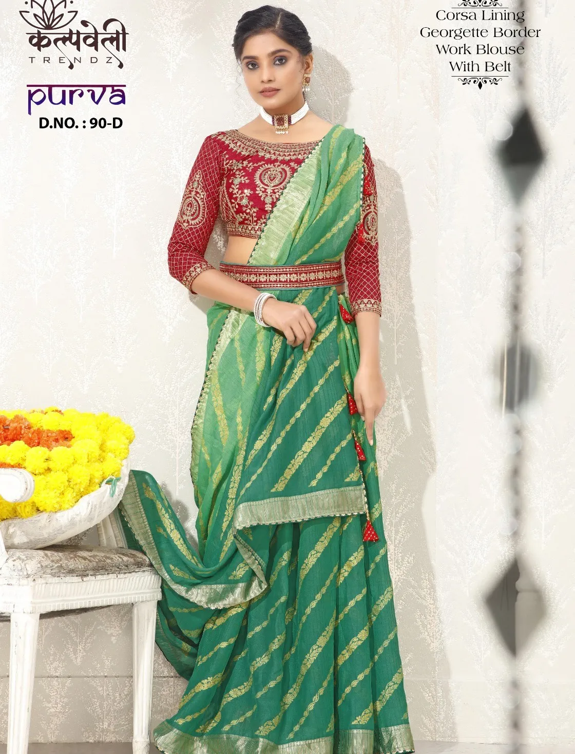 Kalpatru Fashion Purva 90 Corsa Lining Georgette Wholesale Fancy Sarees Collection