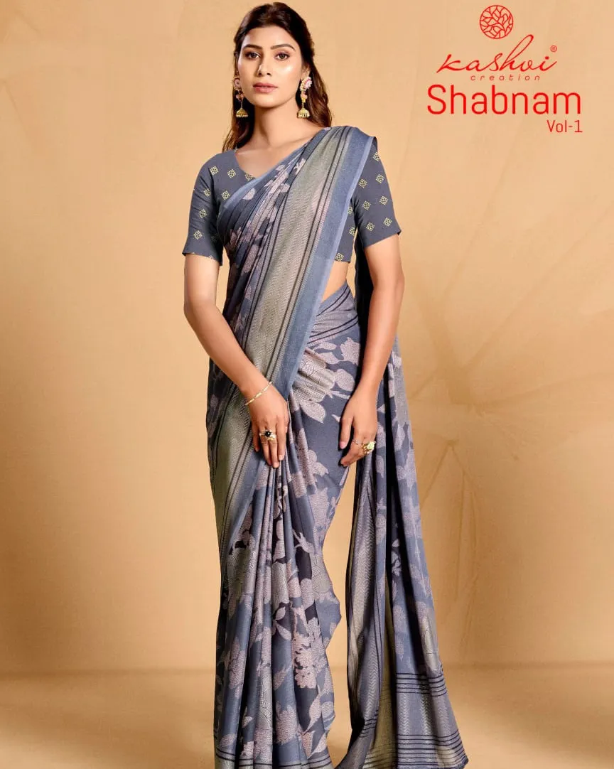 Kashvi Creation Shabnam Vol 1 Doll Moss Wholesale Sarees Collection