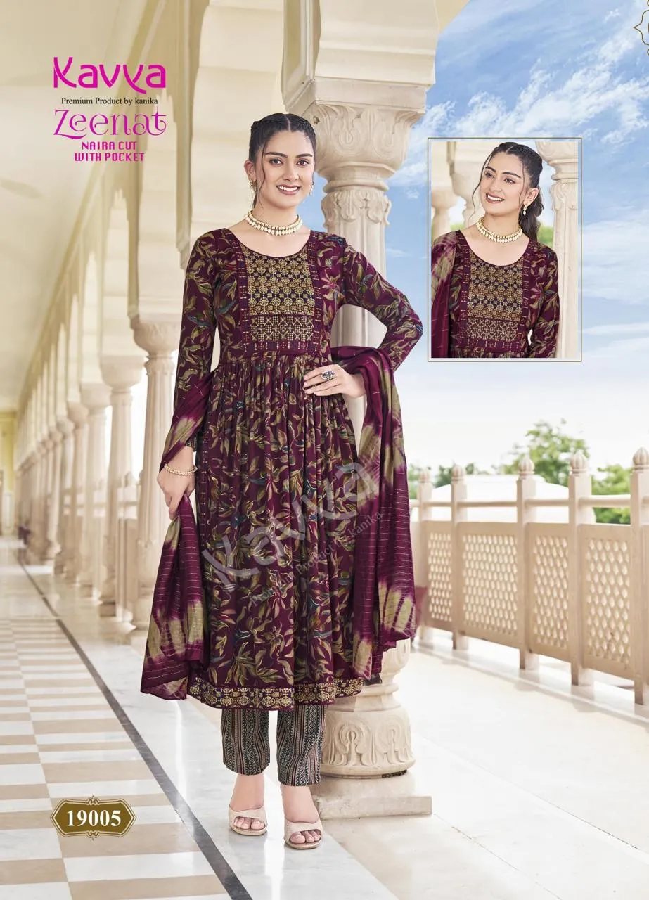 Kavya Zeenat Vol 19 Foil Printed Wholesale Readymade Salwar Suit Collection - Image 10