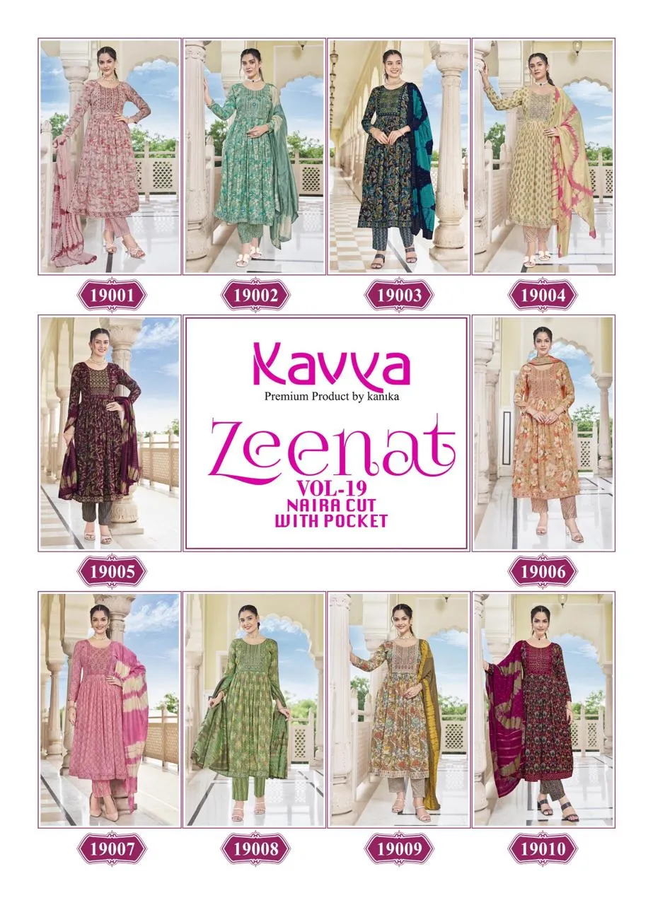 Kavya Zeenat Vol 19 Foil Printed Wholesale Readymade Salwar Suit Collection - Image 3
