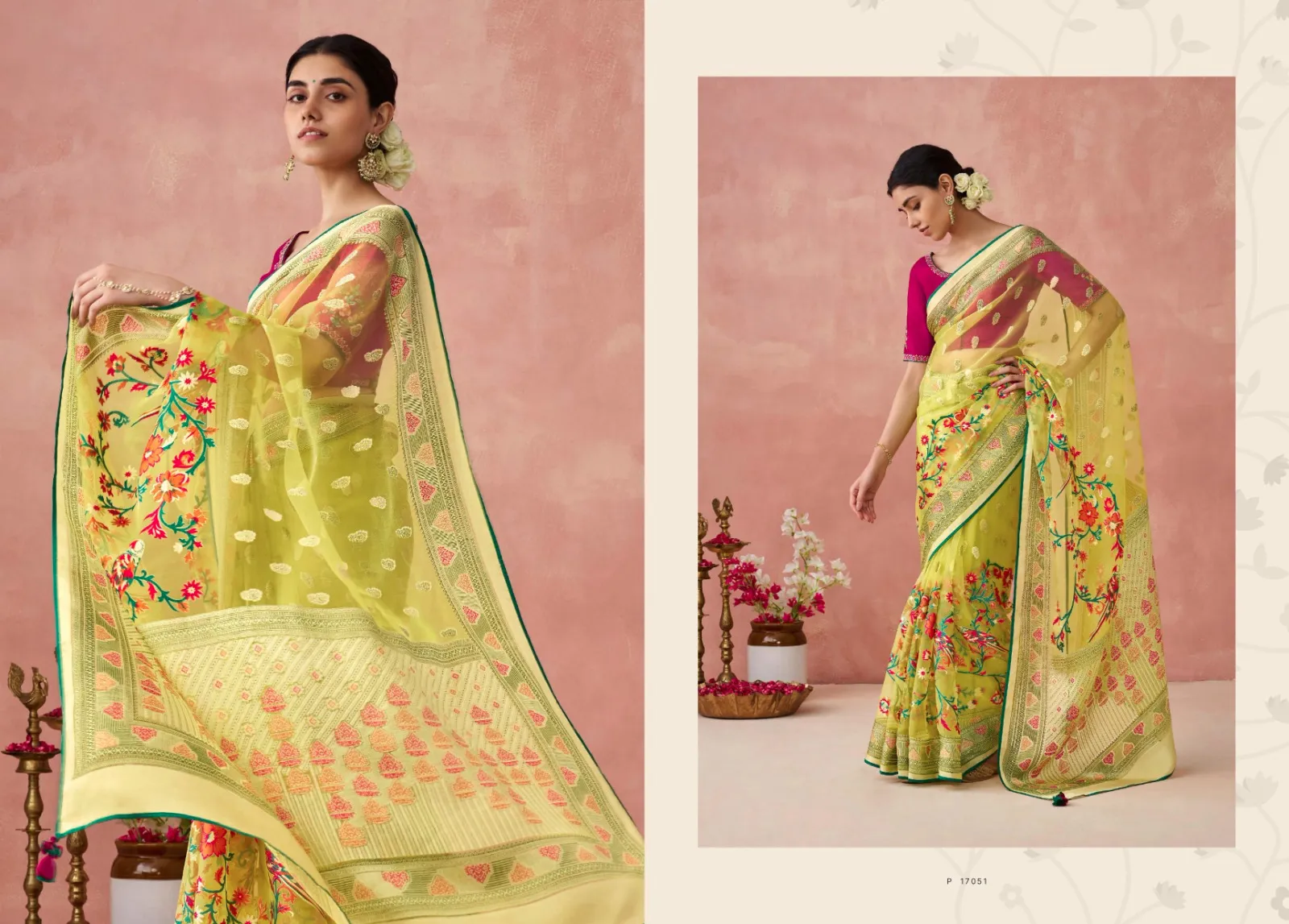 Kimora Meera Premium Vol15 Soft Brasso Organza Wholesale Fancy Sarees Collection — Wholesale Sarees, Kimora wholesale from Surat - Gallery Image 2