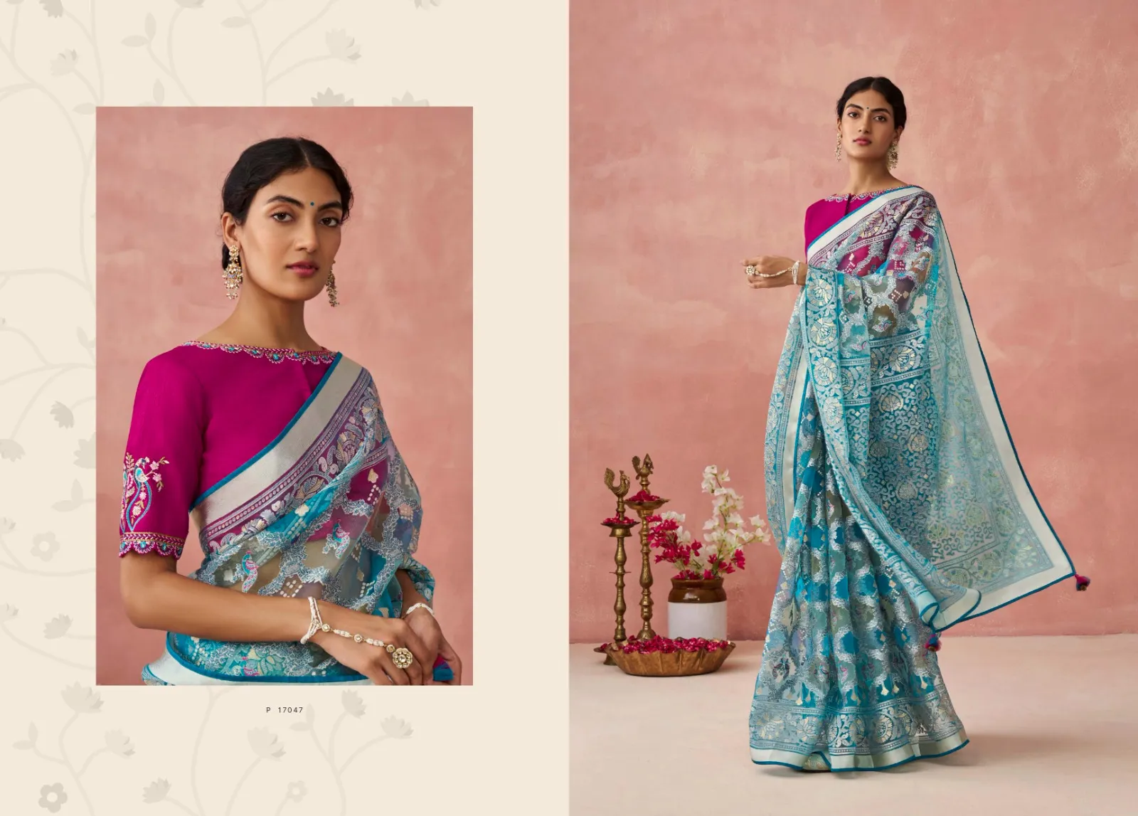 Kimora Meera Premium Vol15 Soft Brasso Organza Wholesale Fancy Sarees Collection — Wholesale Sarees, Kimora wholesale from Surat - Gallery Image 3