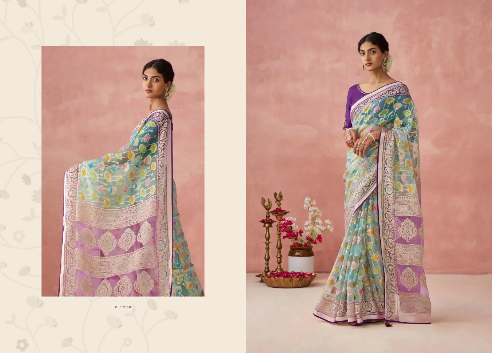 Kimora Meera Premium Vol15 Soft Brasso Organza Wholesale Fancy Sarees Collection — Wholesale Sarees, Kimora wholesale from Surat - Gallery Image 9