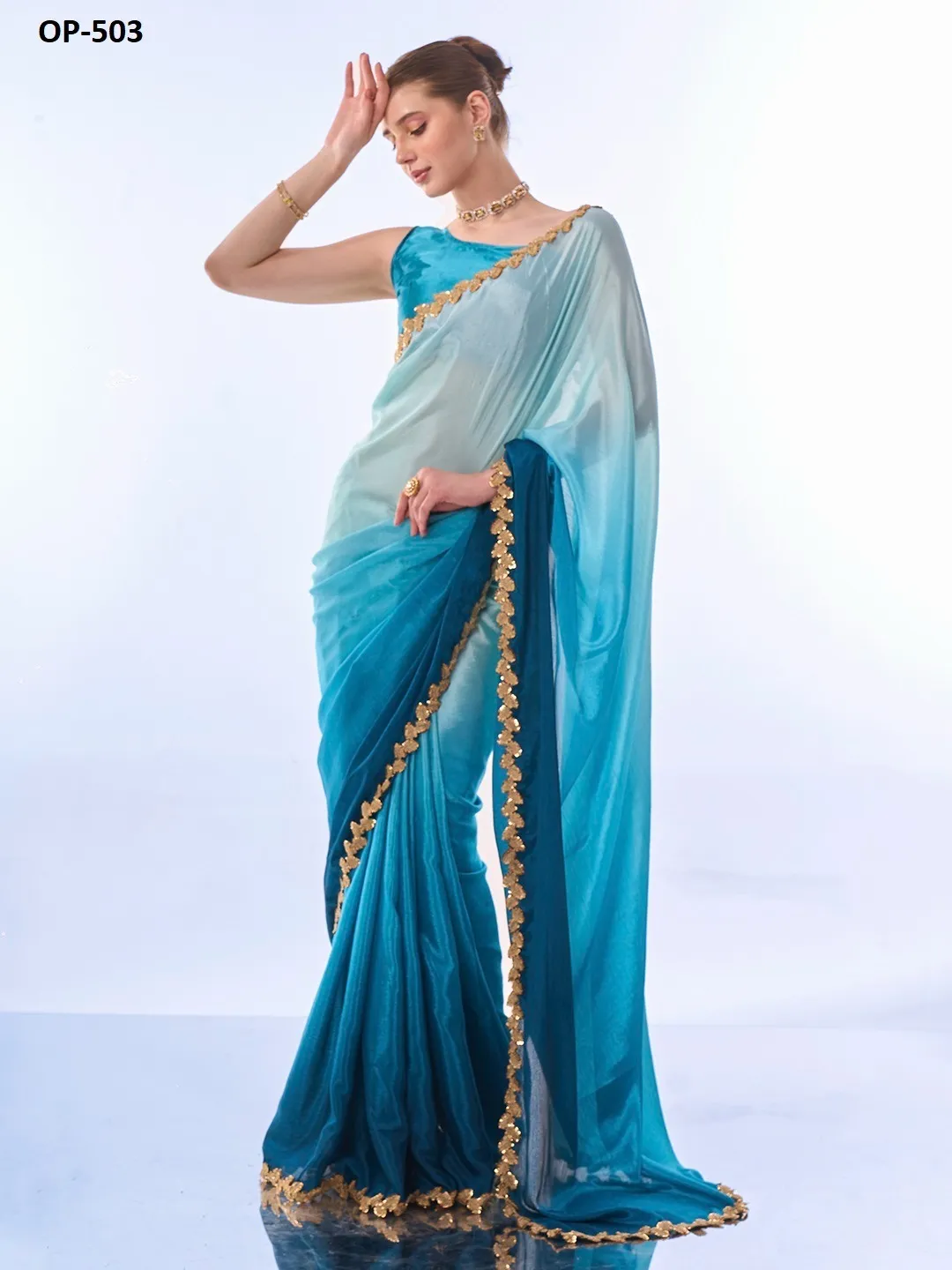 Laxminam Op-503 Chinnon Wholesale Fancy SareesCollection — Wholesale Sarees, Vardan Ethnic wholesale from Surat — view 2