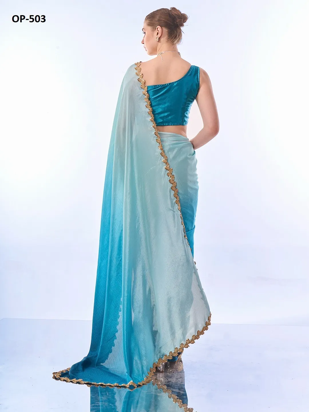 Laxminam Op-503 Chinnon Wholesale Fancy SareesCollection — Wholesale Sarees, Vardan Ethnic wholesale from Surat — view 5