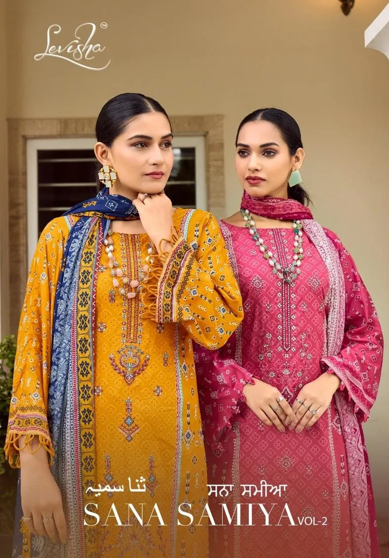 Levisha Sana Samiya Vol 2 Cemric Cotton Printed Wholesale Pakistani Salwar Suit Collection