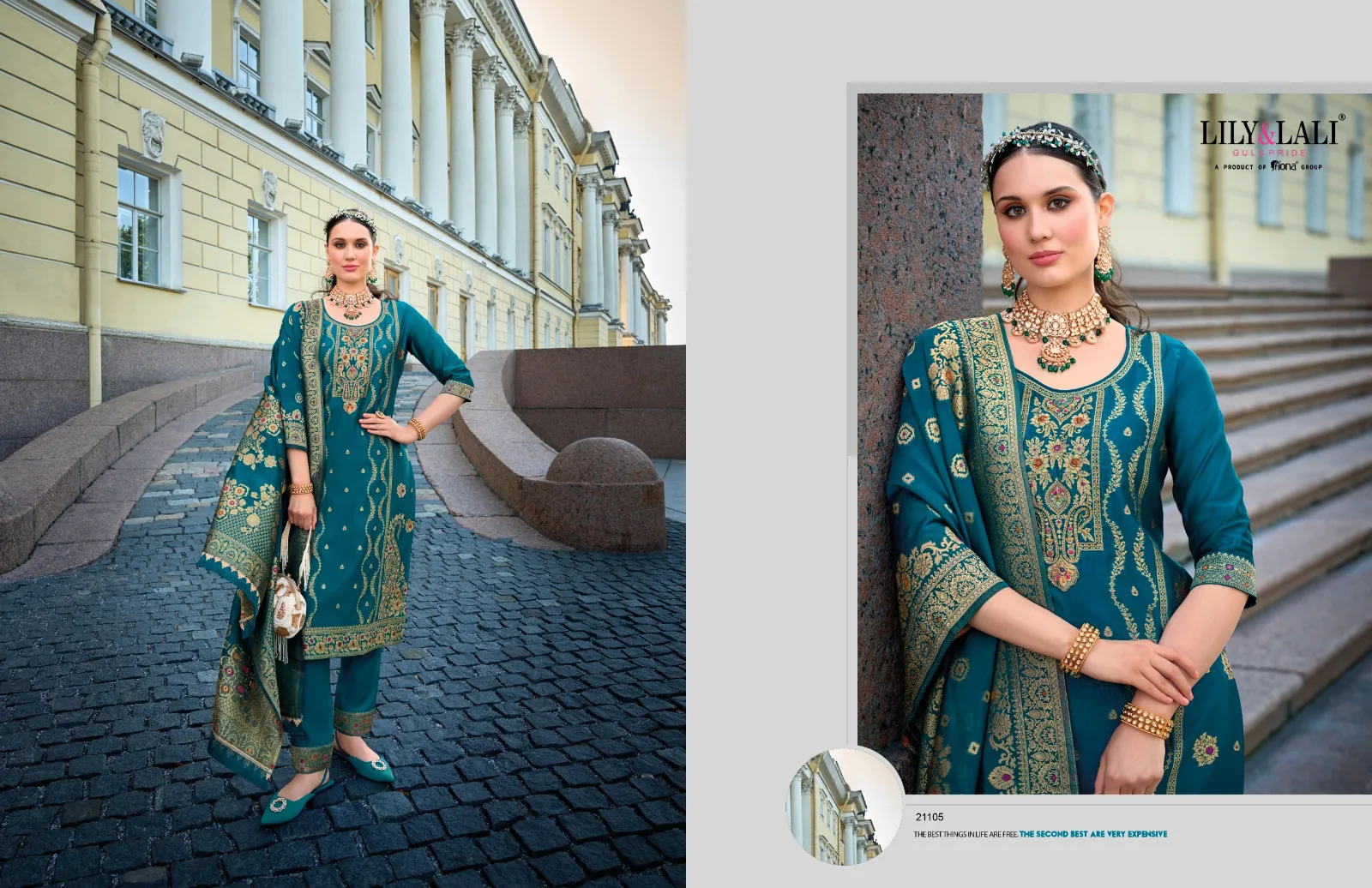 Lily And Lali Silkyness Vol 2 Jacquard Wholesale Readymade Suit Collection - Image 2