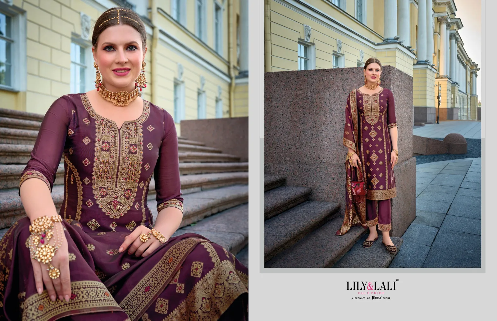 Lily And Lali Silkyness Vol 2 Jacquard Wholesale Readymade Suit Collection - Image 3