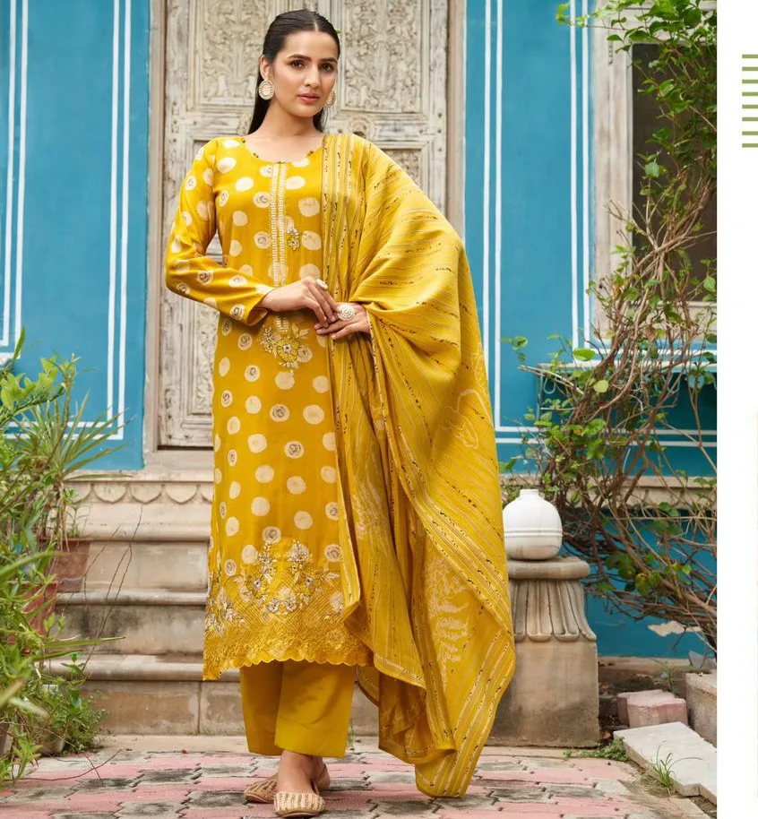 Mumtaz Jasmine Muslin Embroidery Wholesale Fancy Salwar Suit Collection