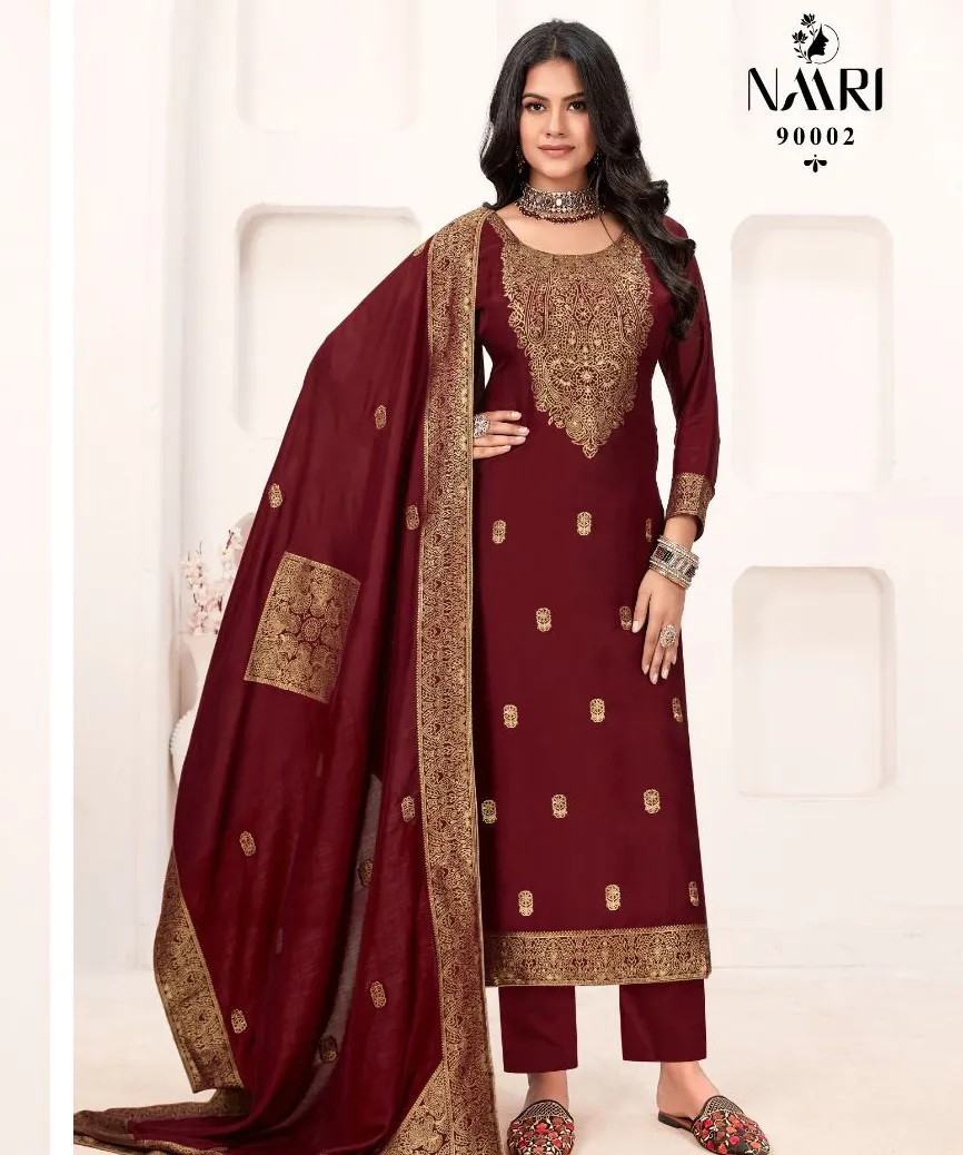 Naari Naina Muslin Jacquard Wholesale Fancy Salwar Suit Collection