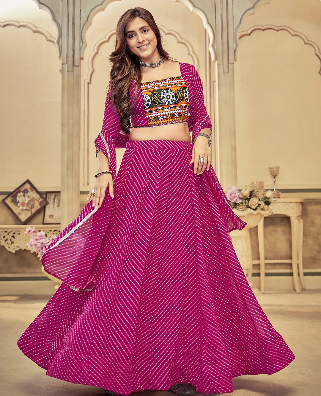 Nav 12 Pink Designer Georgette Wholesale Lehenga Suit Collection