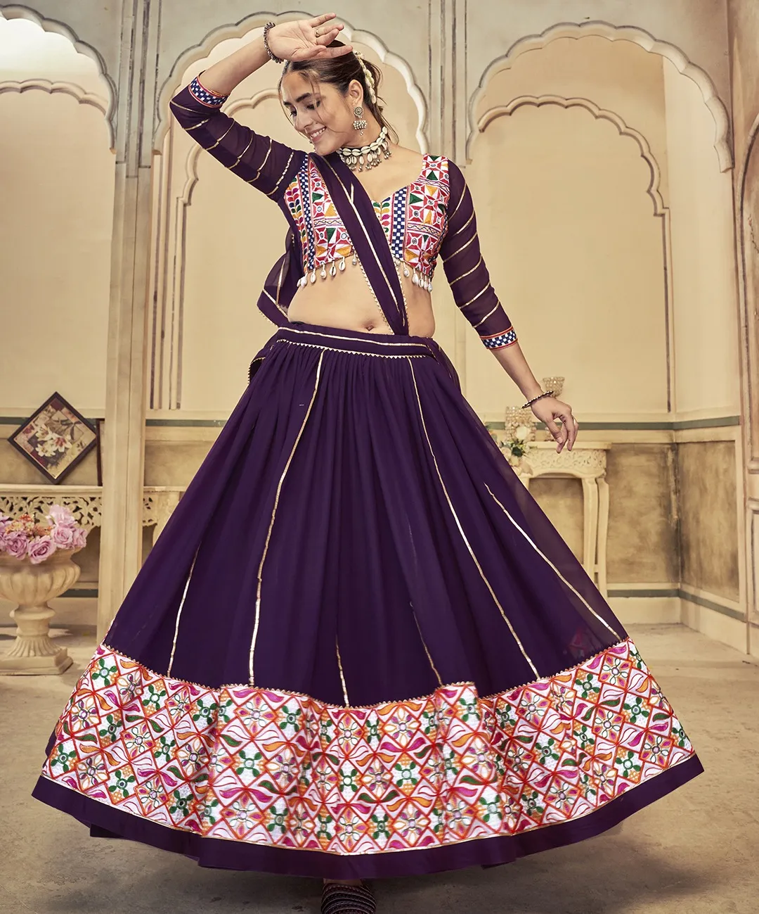 Nav 20 Purple Designer Georgette Wholesale Lehenga Collection