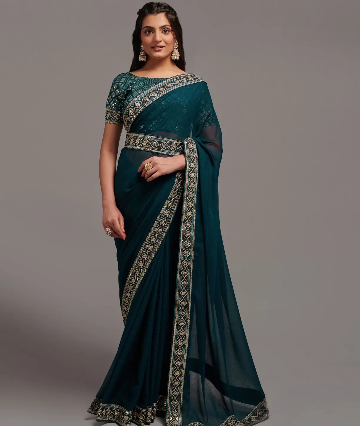 Pc Silki Vol 23 Chinon Wholesale Fancy Saree Collection — Wholesale Sarees, Vardan Ethnic wholesale from Surat — view 1