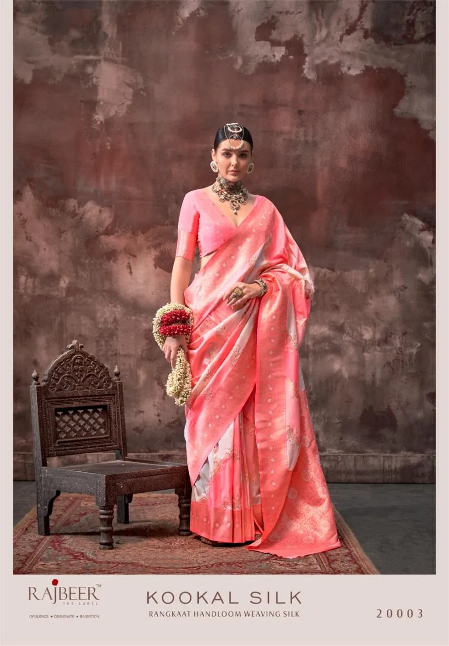 Rajbeer Kookal Silk Handloom Weaving Wholesale Fancy Sarees Collection — Wholesale Sarees, Rajbeer wholesale from Surat — view 3