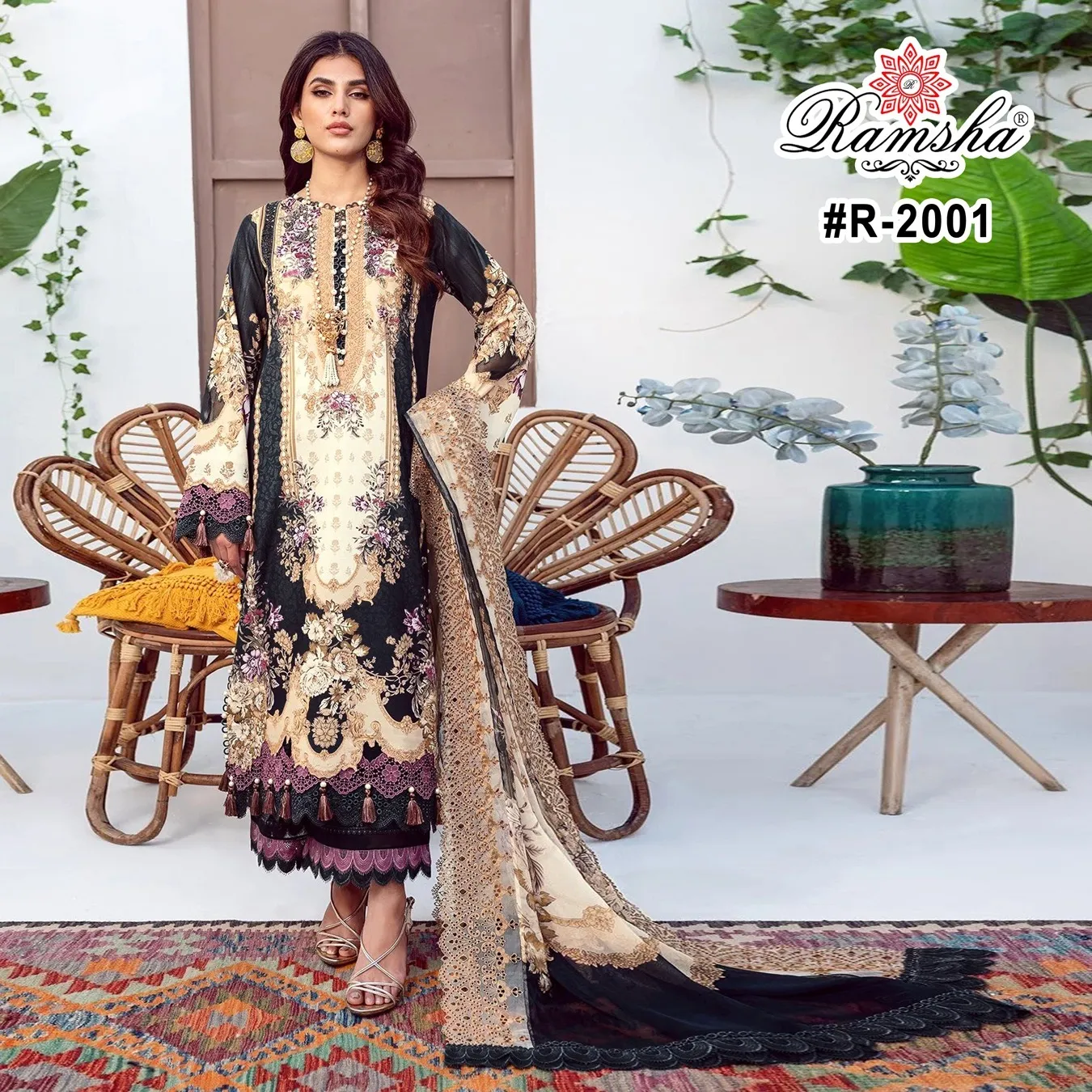 Ramsha Firdous Lawn Wholesale Pakistani Suit Collection — Wholesale Readymade Suit, Ramsha wholesale from Surat — view 2