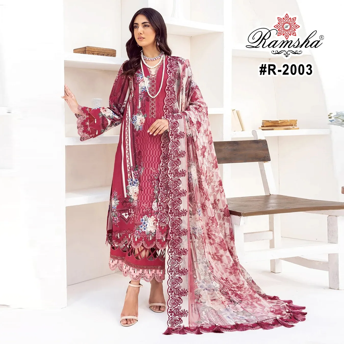 Ramsha Firdous Lawn Wholesale Pakistani Suit Collection — Wholesale Readymade Suit, Ramsha wholesale from Surat — view 3