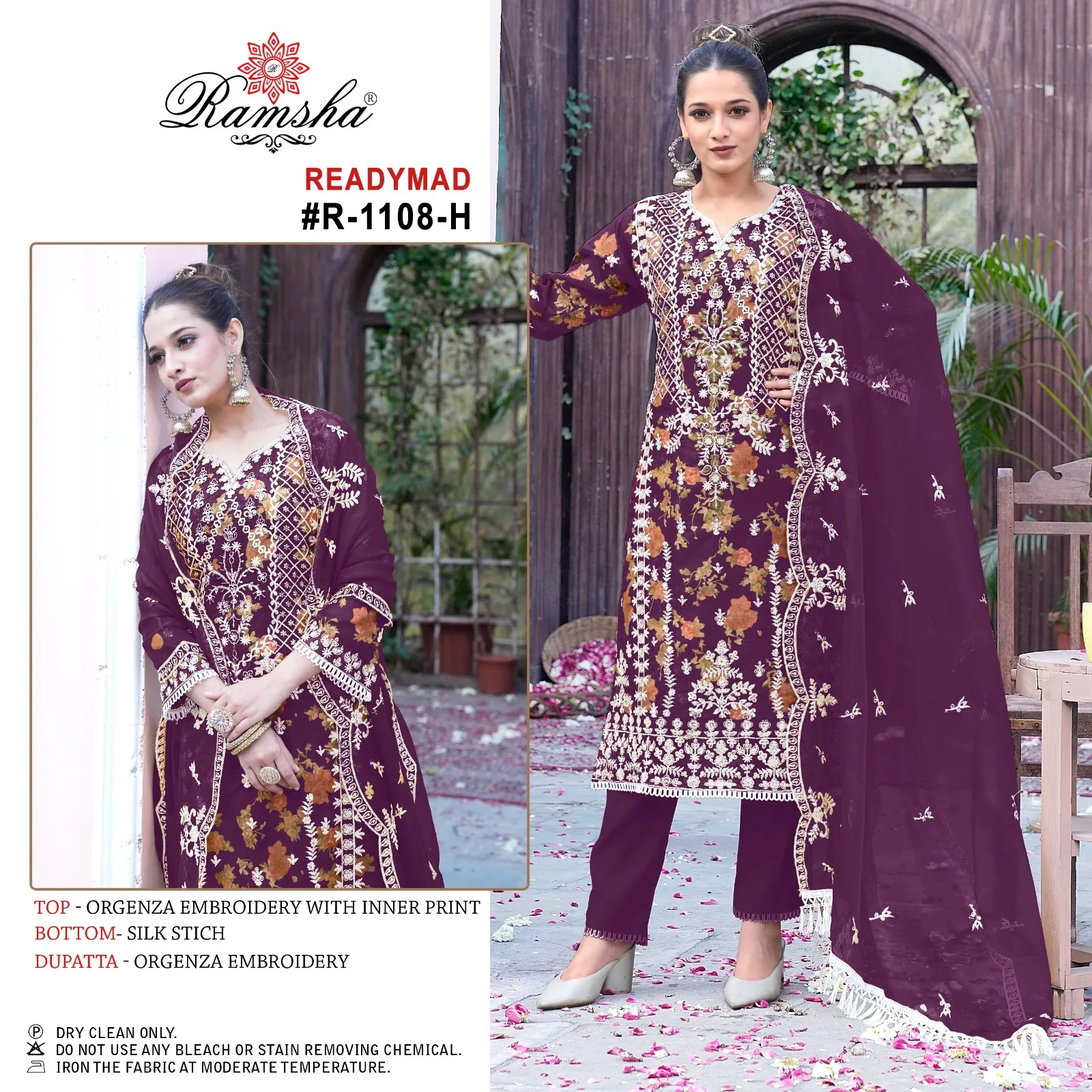 Ramsha R 1108 Nx Organza Wholesale Pakistani Salwar Suit Collection — Wholesale Readymade Suit, Ramsha wholesale from Surat - Gallery Image 2