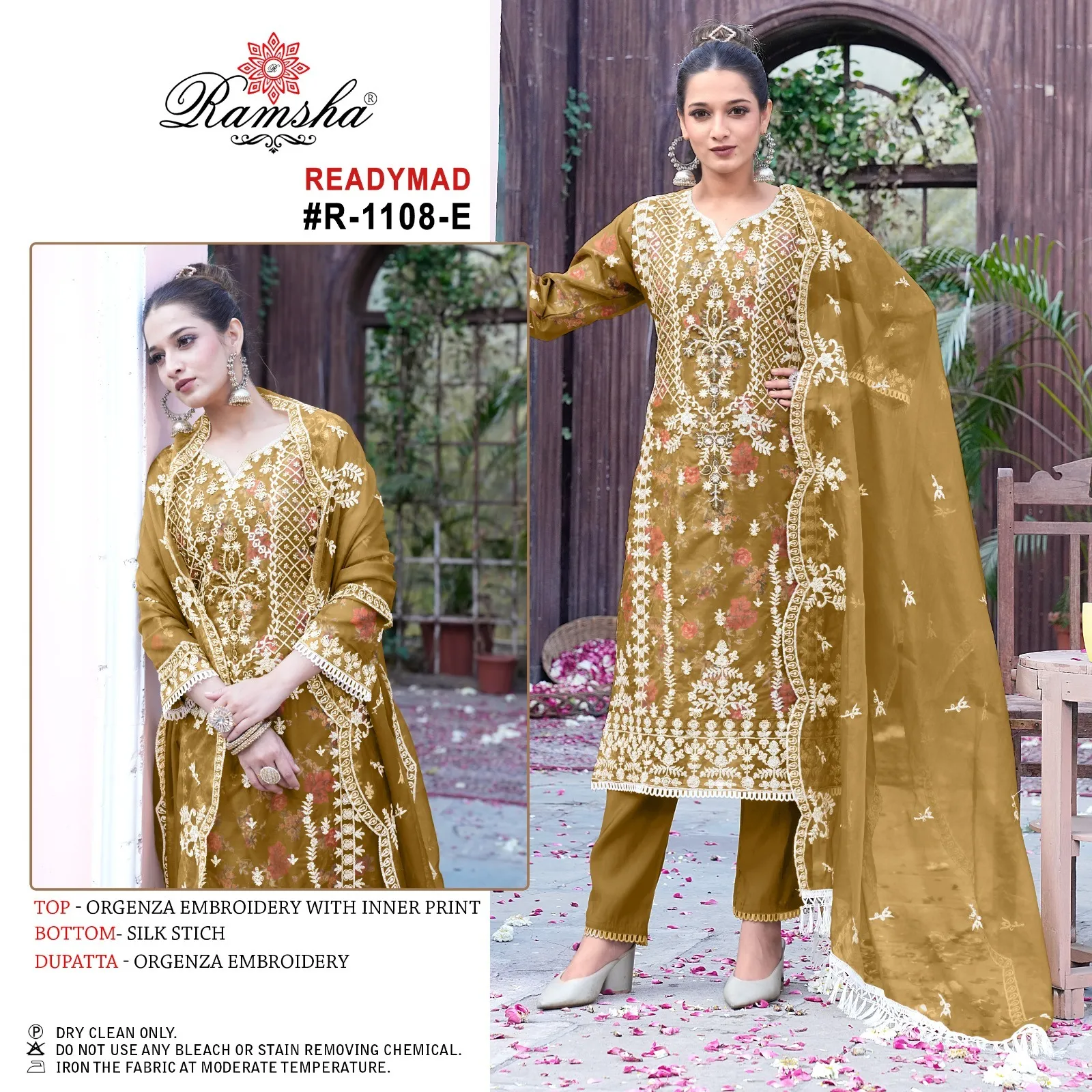 Ramsha R 1108 Nx Organza Wholesale Pakistani Salwar Suit Collection — Wholesale Readymade Suit, Ramsha wholesale from Surat - Gallery Image 3
