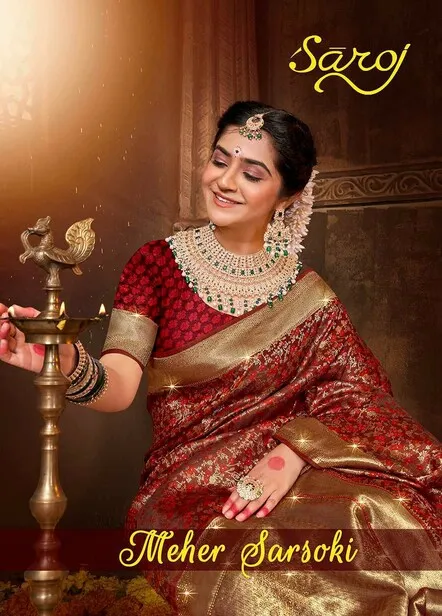 Saroj Meher Swarovski Designer Satin Silk Wholesale Sarees Collection