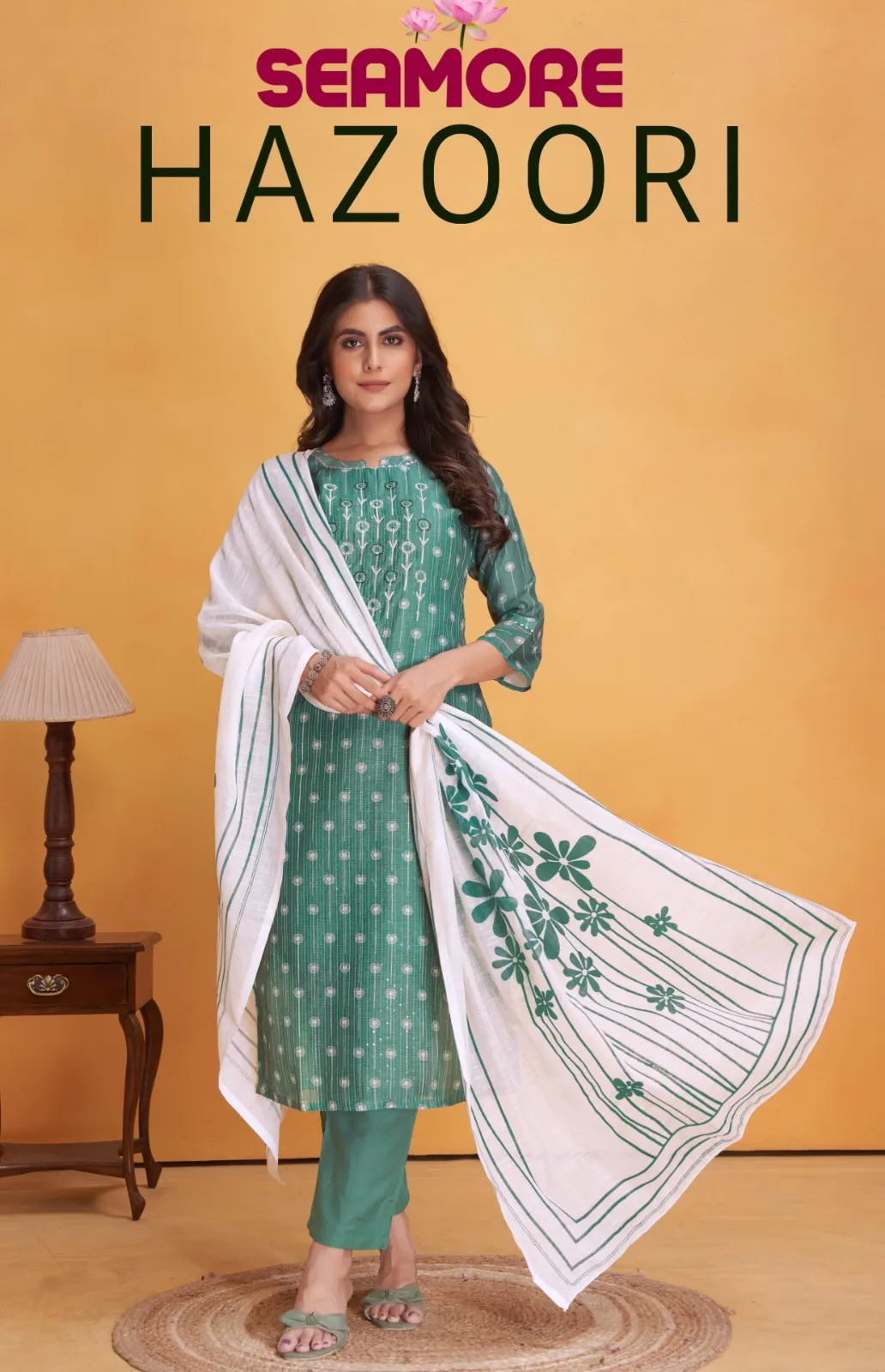 Seamore Hazoori Linen Wholesale Kurti With Pant Set Collection