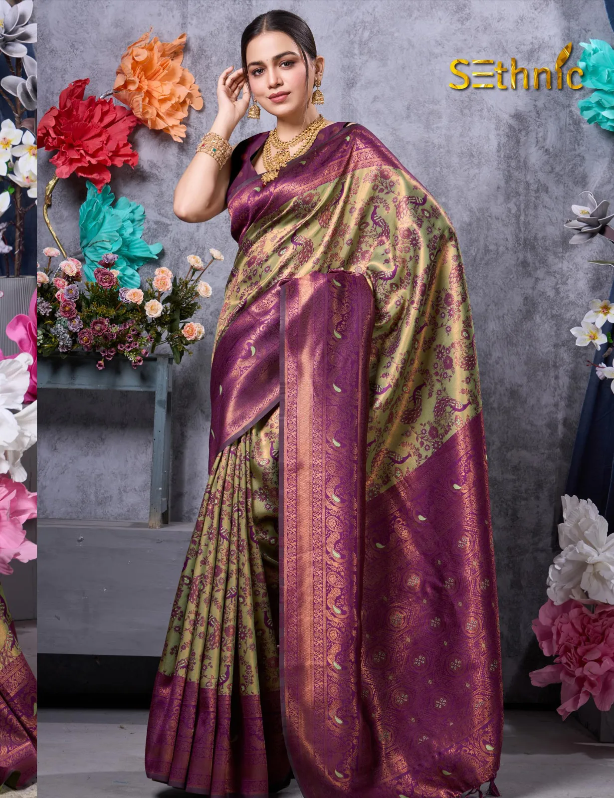 Sethnic Kalaapi Designer Kanjivaram Silk Rayon Wholesale Sarees Collection