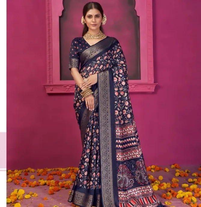 Shubh Saree Kashmiri Silk 2 Velwet Tusser Silk Wholesale Fancy Saree Collection