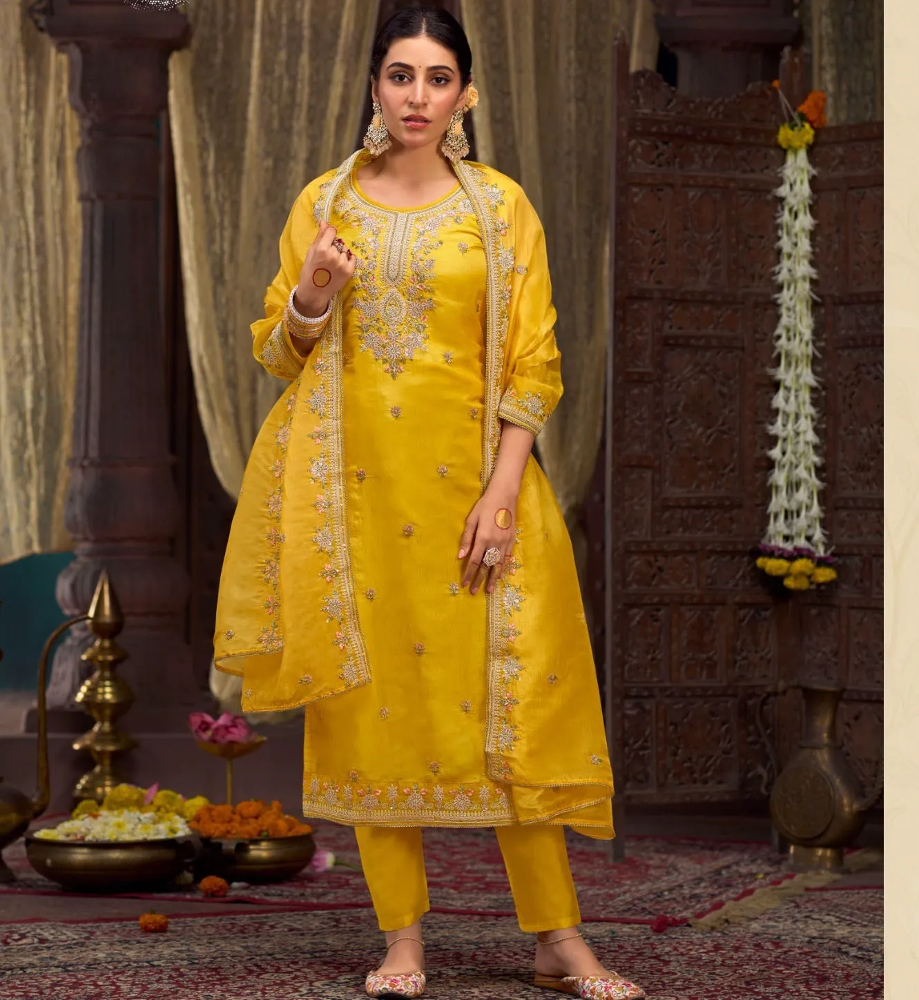 Triple Aa Emily Gold Crush Wholesale Fancy Salwar Suit Collection