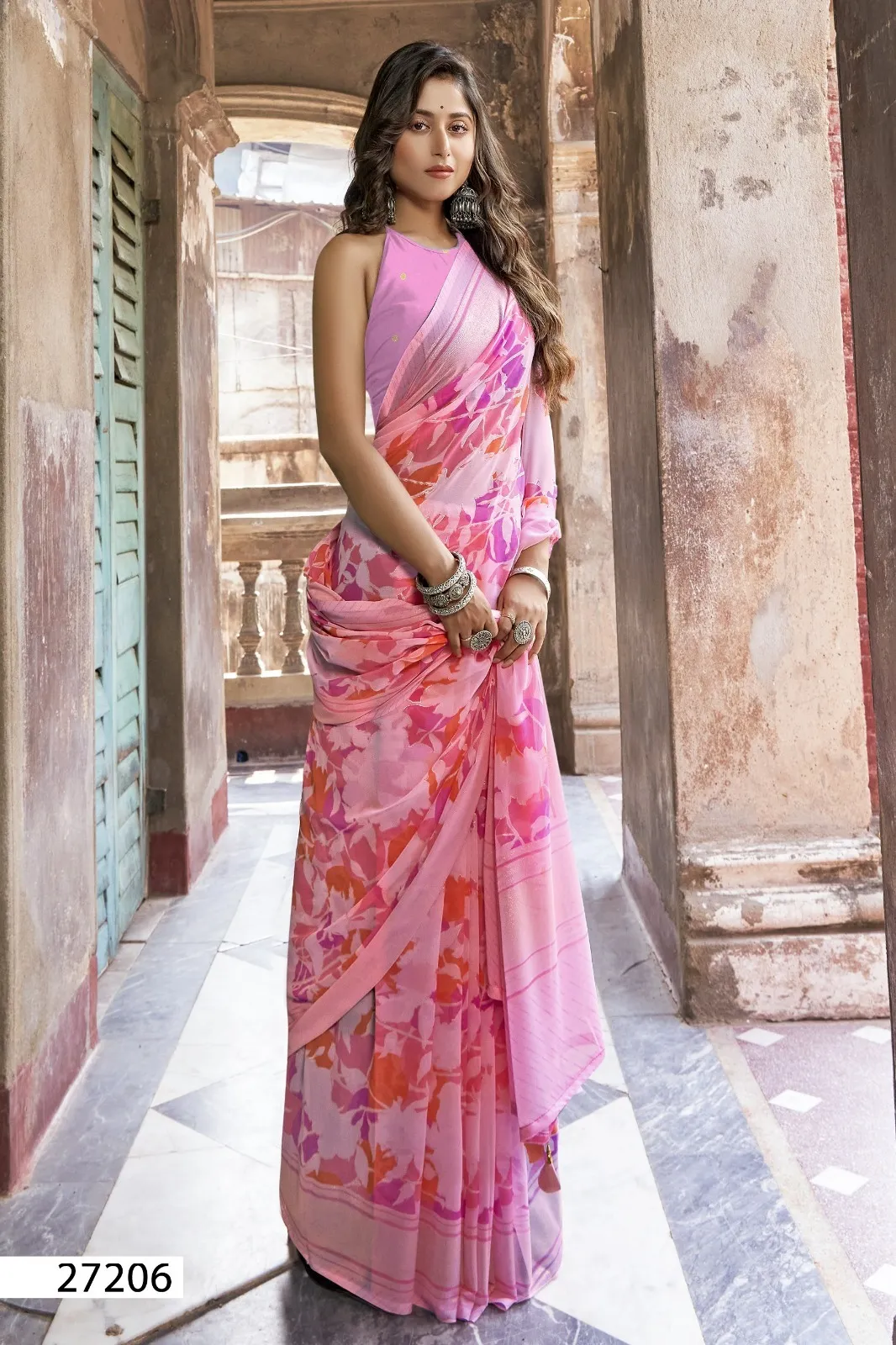 Vallabhi Kimora Vol 7 Georgette Wholesale Fancy Sarees Collection — Wholesale Sarees, Vardan Ethnic wholesale from Surat - Gallery Image 6