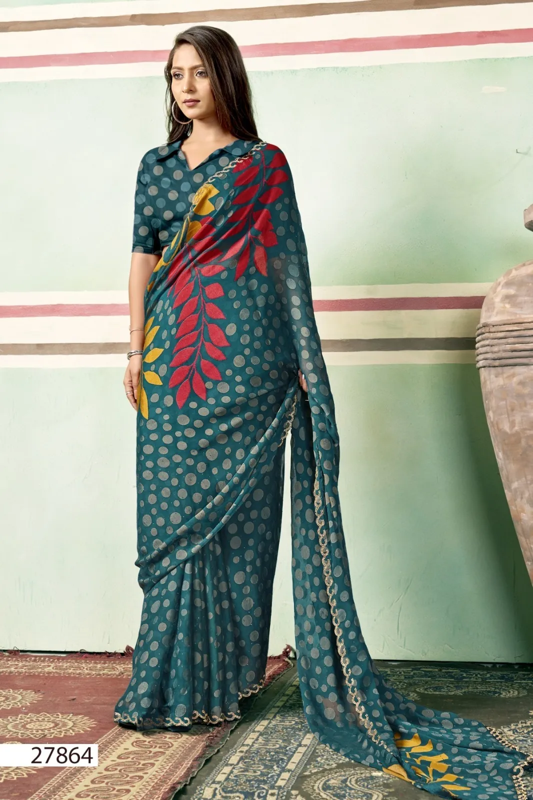 Vallabhi Prints Suprita Brasso Wholesale Fancy Sarees Collection — Wholesale Sarees, Vardan Ethnic wholesale from Surat - Gallery Image 2