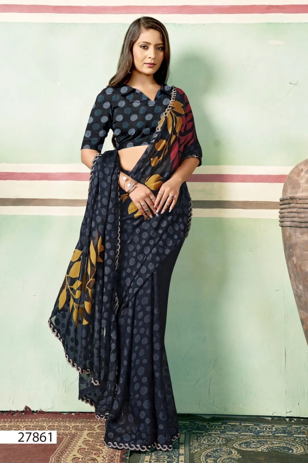 Vallabhi Prints Suprita Brasso Wholesale Fancy Sarees Collection — Wholesale Sarees, Vardan Ethnic wholesale from Surat - Gallery Image 4