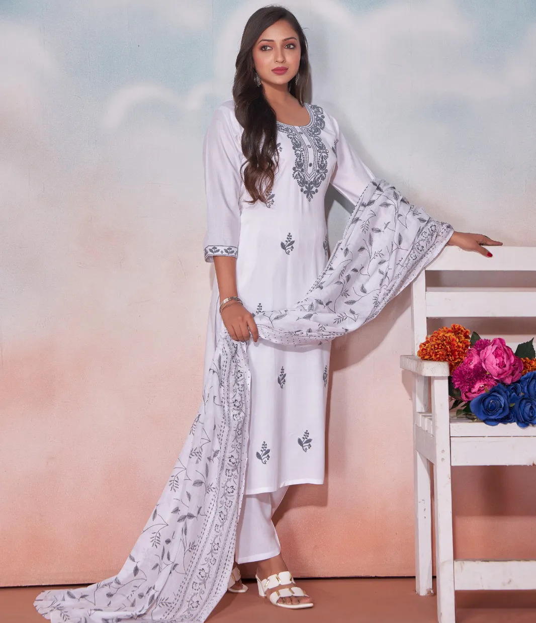 Vardan Ethnic Chikankari Rayon Wholesale Readymade Suit Collection