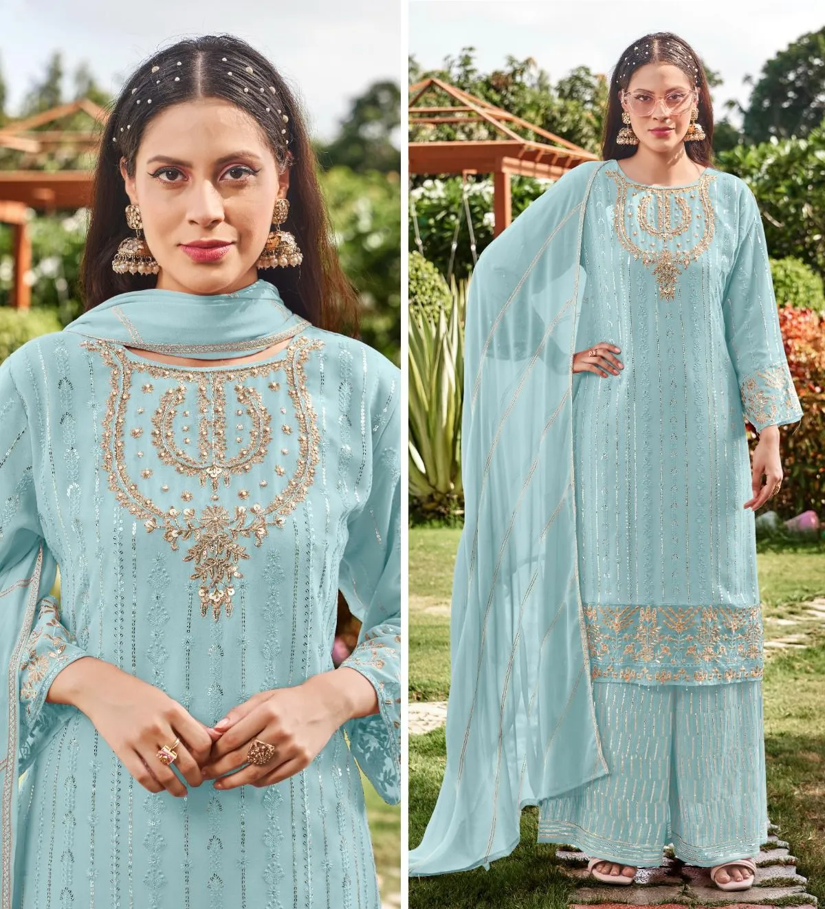 Zaha Aamira Faux Georgette Wholesale Pakistani Readymade Salwar Suit Collection