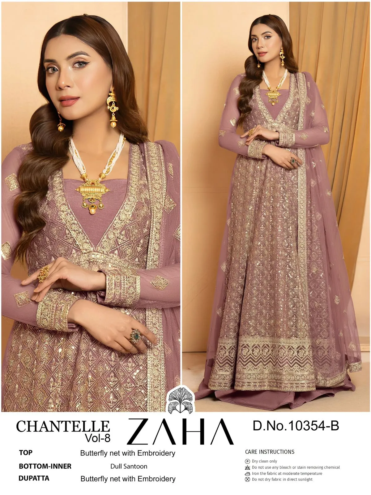Zaha Chantelle Vol 8 A And B Butterfly Net Wholesale Pakistani Salwar Suit Collection