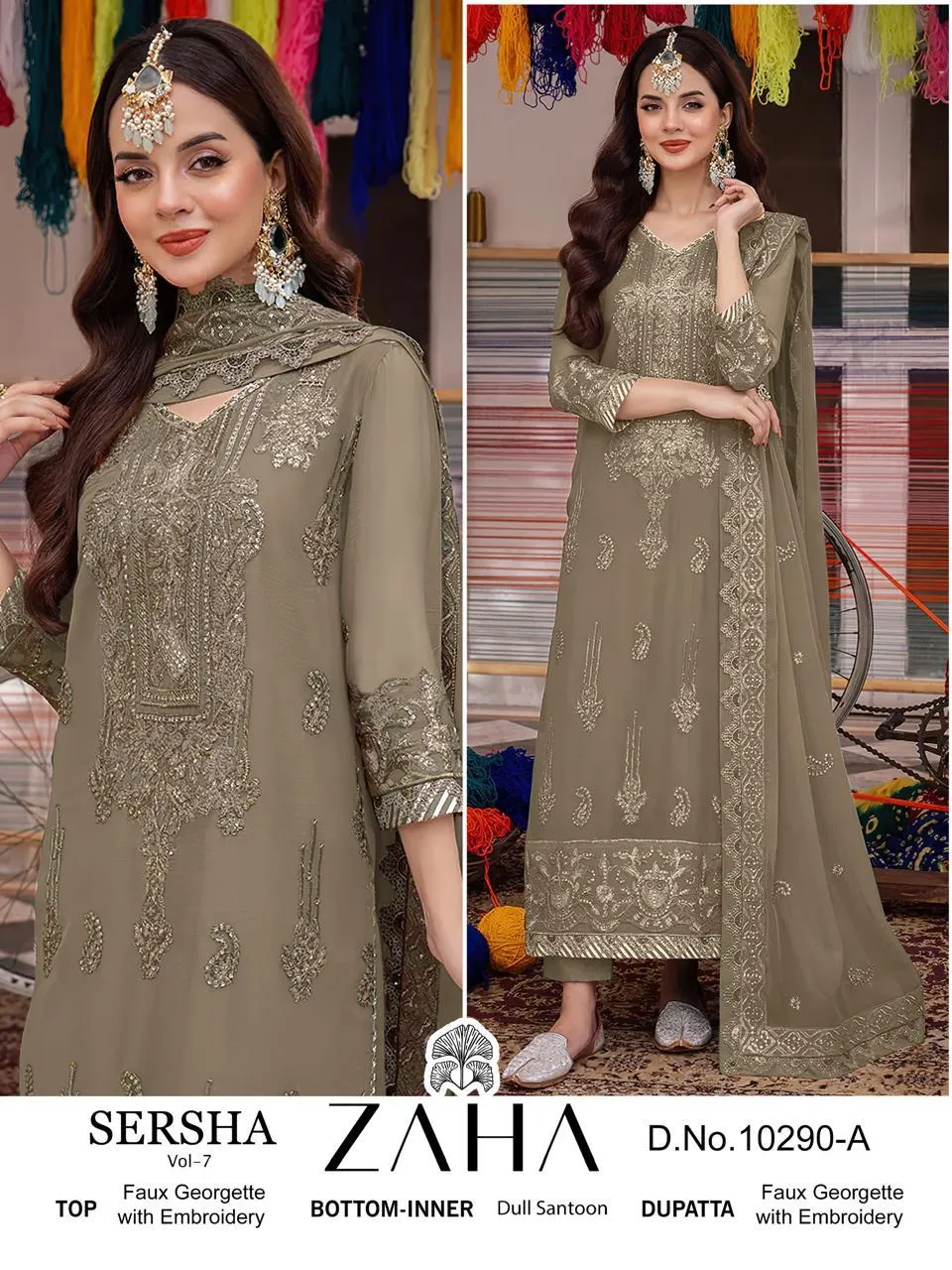 Zaha Sersha Vol 7 Georgette Wholesale Pakistani Suit Collection - Image 4