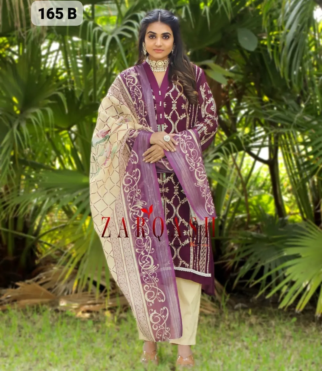 Zarqash 165 Heavy georgette Wholesale Pakistani Readymade Salwar Suit Collection