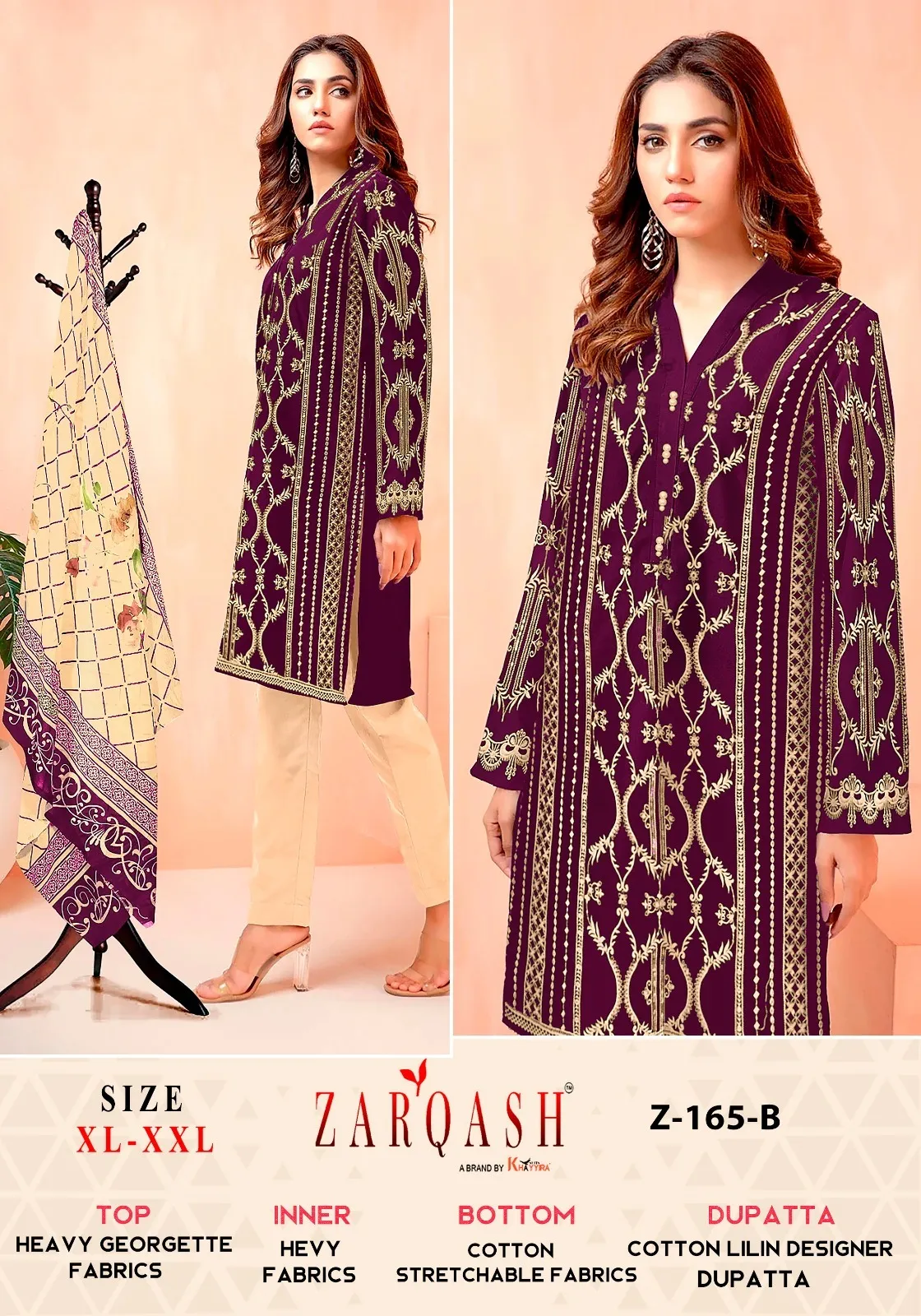 Zarqash 165 Heavy georgette Wholesale Pakistani Readymade Salwar Suit Collection - Image 2