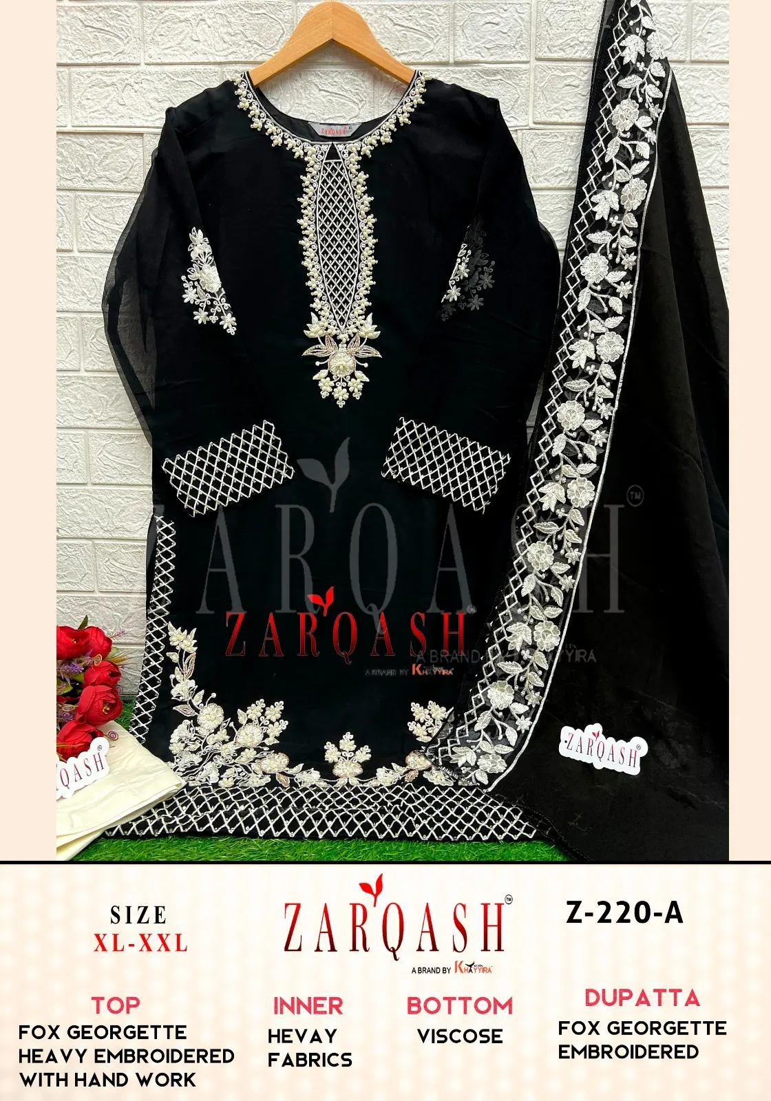 Zarqash D. No 220 Faux Georgette Wholesale Pakistani Suit Collection - Image 3