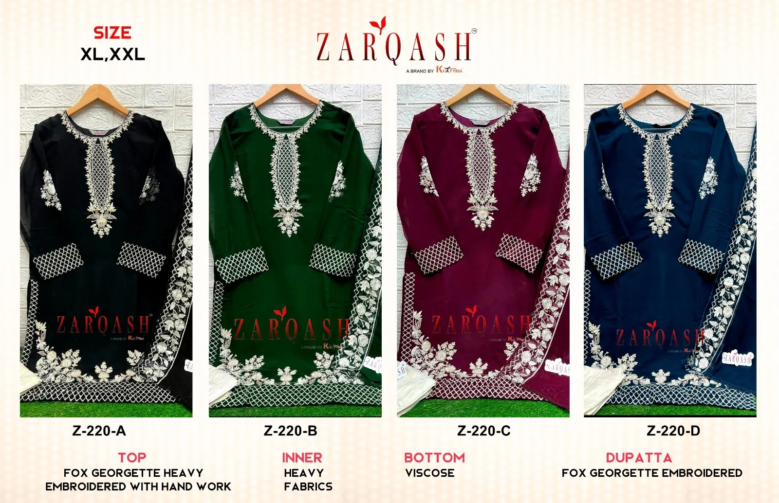 Zarqash D. No 220 Faux Georgette Wholesale Pakistani Suit Collection - Image 4