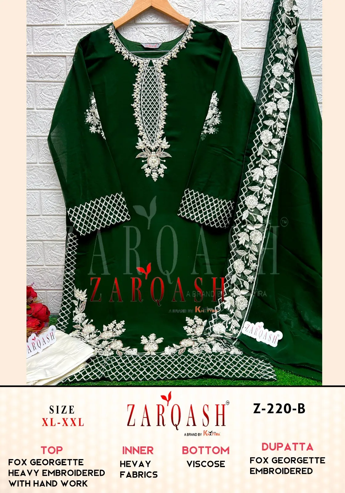 Zarqash D. No 220 Faux Georgette Wholesale Pakistani Suit Collection - Image 5