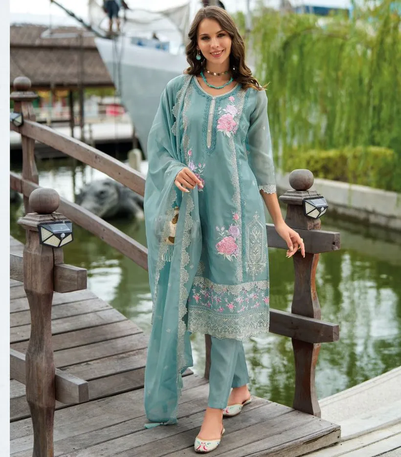 Zaveri Aanchal Organza Embroidered Wholesale Readymade Suit Collection