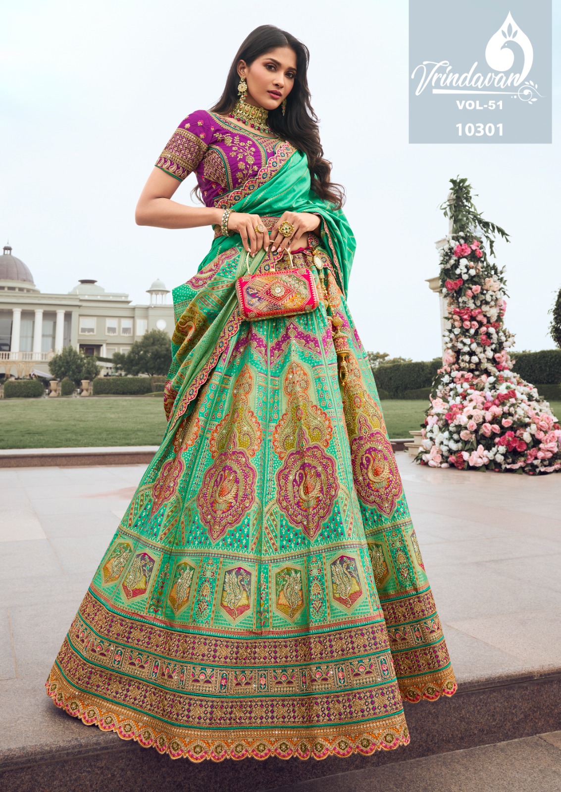 Royal Vrindavan Vol 51 Banarasi Silk Wholesale Lehenga Collection - Image 6