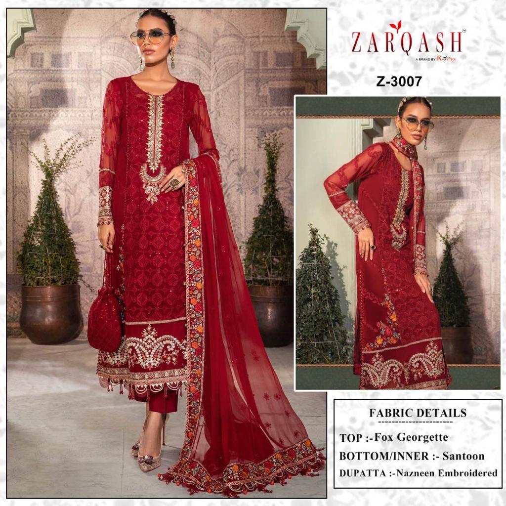 Zarqash Z-3007 Georgette Wholesale Pakistani Salwar Suit Collection