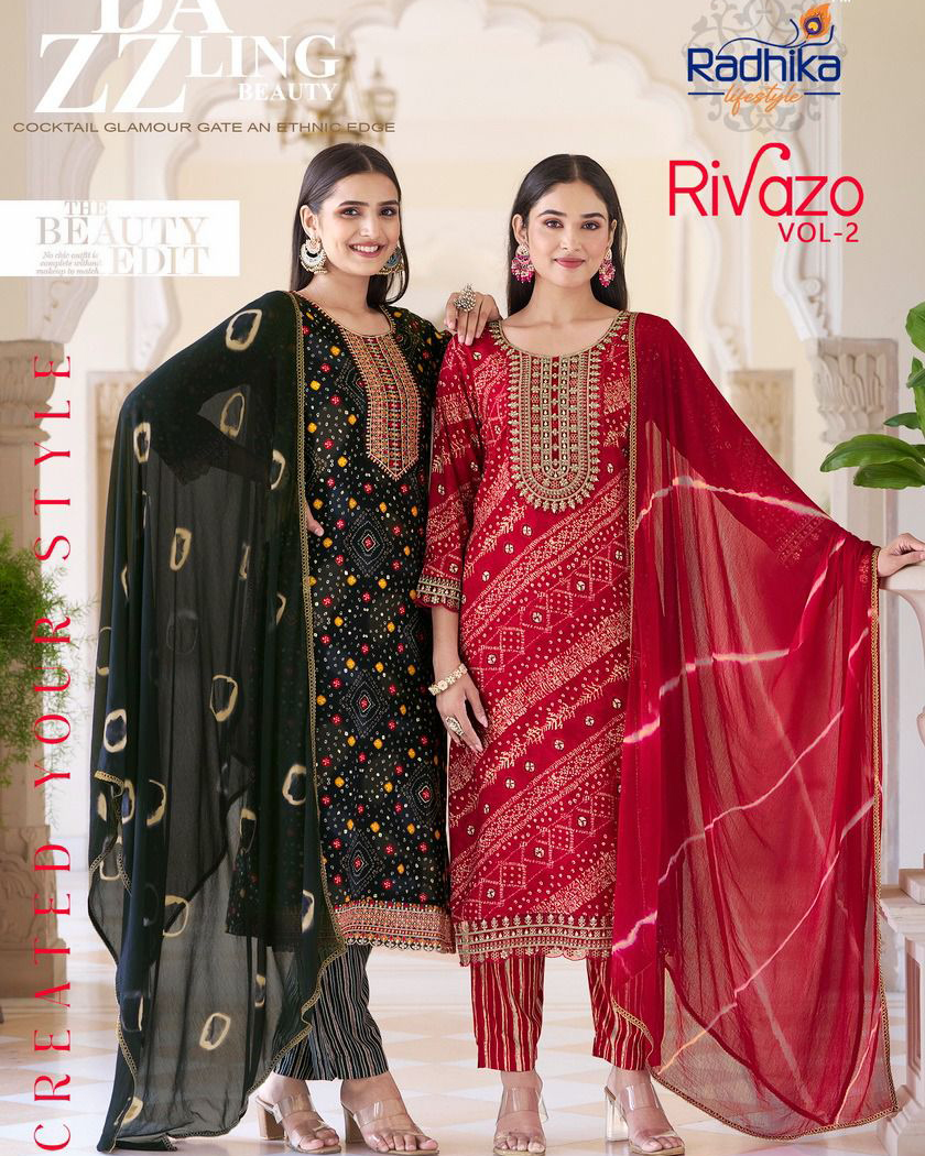 Radhika Lifestyle Rivazo Vol 2 Rayon Print Wholesale Readymade Salwar Suit Collection