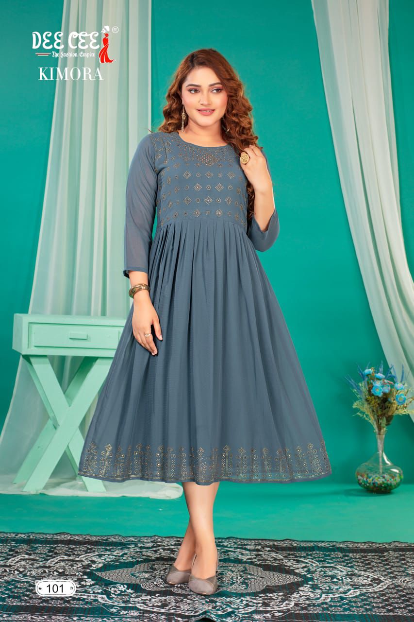 Deecee Kimora Georgette Wholesale Fancy Kurtis Collection — Rayon Kurti, Kimora wholesale from Surat - Gallery Image 2