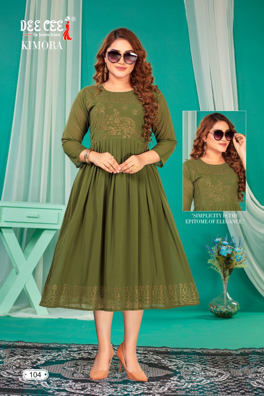 Deecee Kimora Georgette Wholesale Fancy Kurtis Collection — Rayon Kurti, Kimora wholesale from Surat - Gallery Image 3