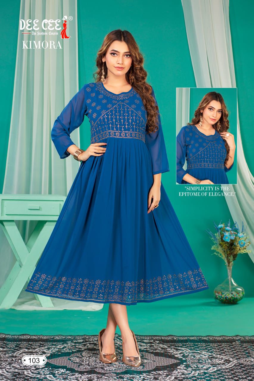 Deecee Kimora Georgette Wholesale Fancy Kurtis Collection — Rayon Kurti, Kimora wholesale from Surat - Gallery Image 4